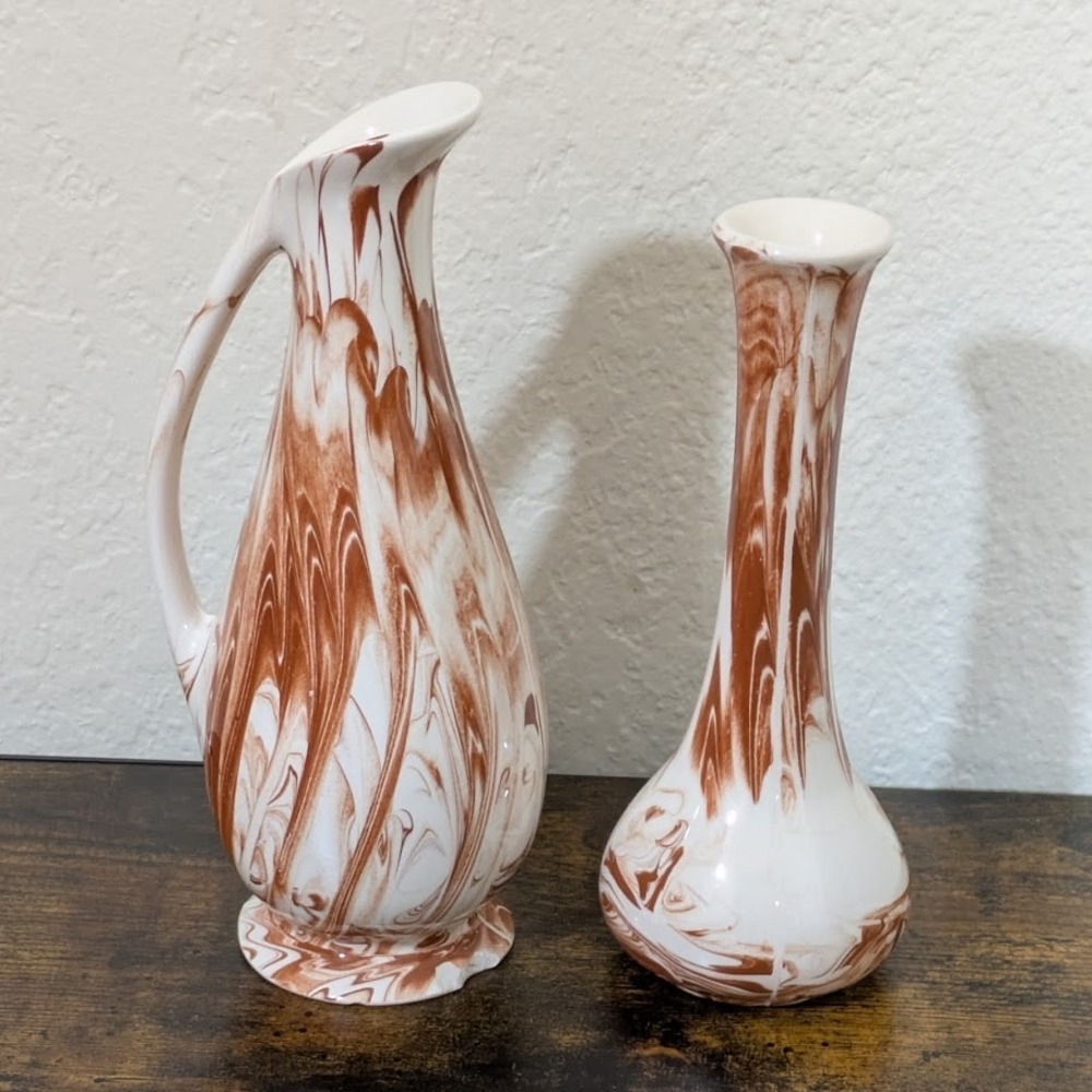 VTG Originals by G Green Vase and Pitcher with Ozark Clay Meramec Caverns